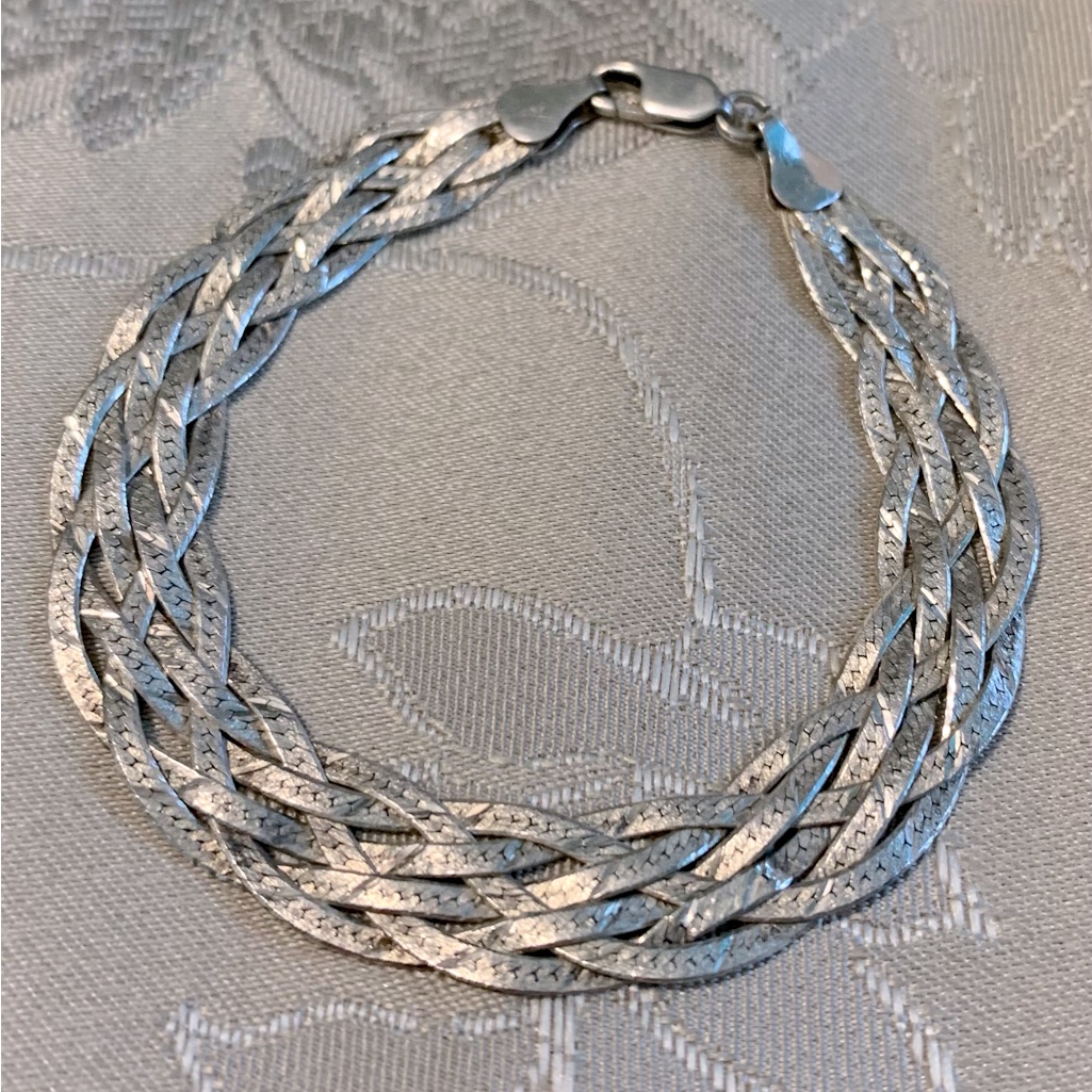 Vintage Italian 925 Sterling Silver Braided Bracelet